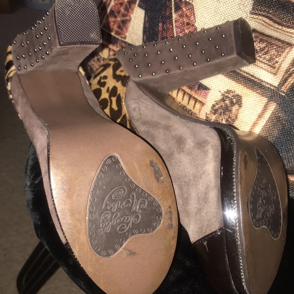 Naughty monkey. Leopard print fur studded lace up shoes - Picture 2 of 5